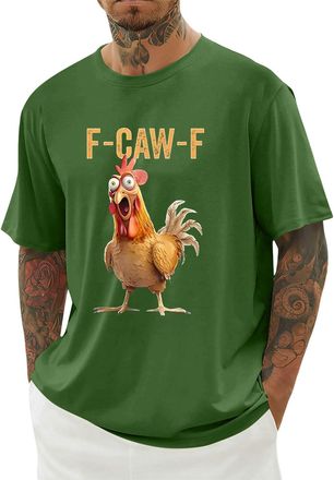 Generic F-Caw-F Funny Chicken Scream Humor T-Shirt, f caw f t Shirt Lightweight Casual Tee, f-caw-f Tshirt Classic Fit, Quirky Farm Animal Design, f caw f t S