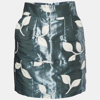 Emporio Armani Blue Leaf Jacquard Mini Skirt