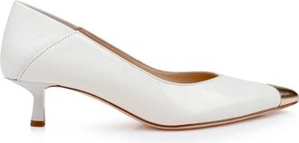 L'agence Womens Garlan Kitten Heel Pump In Pearl Leather