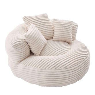 Urban Meuble Sill&oacute;n redondo de pana color crema con cojines