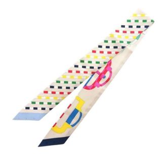 Herm&egrave;s Pre-owned Scarves, female, White, Size: ONE SIZE Pre-owned Twilly Scarf Bouclerie Moderne Plumetis