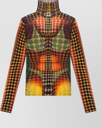 Jean Paul Gaultier bodycon dress high neck long sleeves