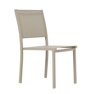Oviala Silla de jard&iacute;n de aluminio y textileno crema