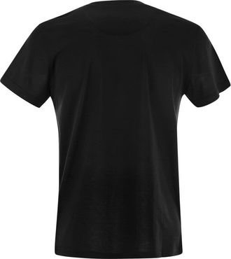 PT01 Mens Silk And Cotton T-shirt - Black - Size EU 48 (Mens)