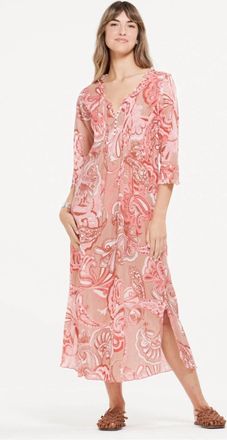 Oneseason Amalfi Long Poppy Midi Dress In Terracotta