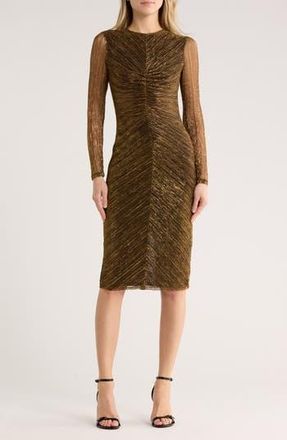 Vince Camuto Metallic Crinkle Cocktail Dress in Gold at Nordstrom Rack, Size 14