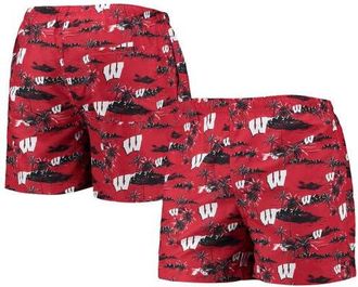 Foco Mens FOCO Red Wisconsin Badgers Island Palm Swim Trunks at Nordstrom, Size Xx-Large