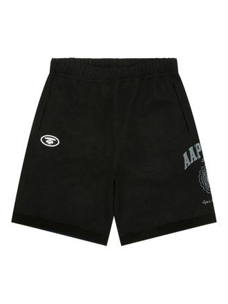Aape By A Bathing Ape graphic-print track shorts - men - Cotton/Polyester - S - Black