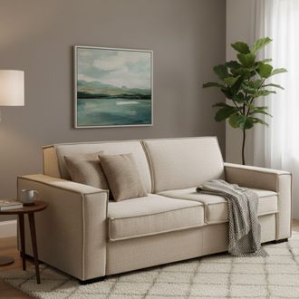 Talamo Italia Sofa Cama Samantha, Sof&aacute; De 2 Plazas, 100% Made In Italy, Sof&aacute; De Sal&oacute;n Con Apertura Giratoria, En Tela Acolchada, Con Reposabrazos Delgados, Cm 160x9