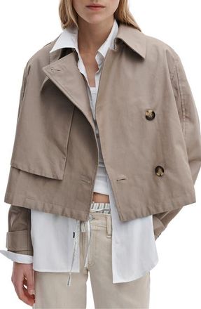 Rag & Bone Jamie Double Breasted Crop Cotton Trench Coat in Khaki at Nordstrom, Size X-Small