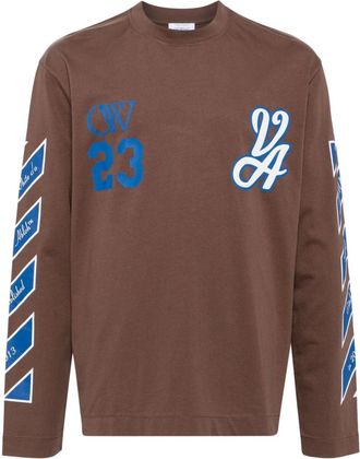 Off-white graphic-print long-sleeve T-shirt - men - Cotton - S - Brown