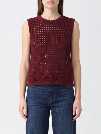 Frame Denim Off-The-Shoulder Crochet Cotton Top with Crew Neck