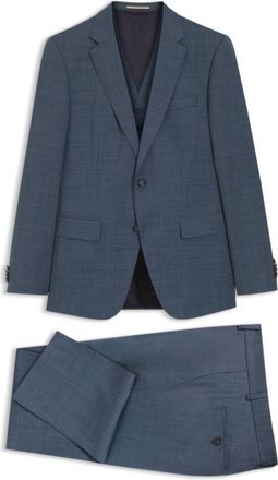 BOSS Three-piece slim-fit suit in patterned stretch wool