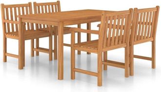 vidaXL 5 Piece Garden Dining Set 150x90 cm Solid Teak Wood vidaXL