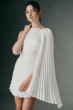 BHLDN Pleated Shoulder Mini Dress