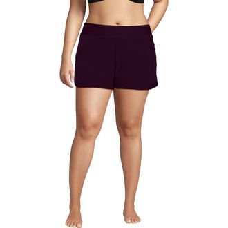 Lands End 3 Quick Dry Elastic Waist Board Shorts Swim Cover-up Shorts with Panty in Dark Wine at Nordstrom, Size 26W