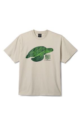 Maui and Sons Sea Turtle Boxy Fit Cotton Graphic T-Shirt in Cement at Nordstrom, Size Xx-Large