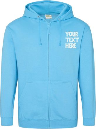 Generic Personalised Workwear Logo Text Embroidered Awdis Zoodie JH050 Zipup Hoodie Workwear Multicolor Hoodie(S, HawaiianBlue)