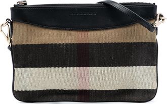 Burberry Tweedehands Mega Check Canvas Peyton Schoudertas