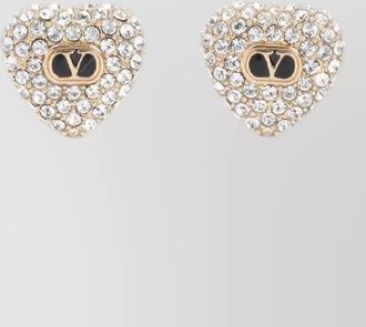 Valentino Garavani bronze crystal-embellished heart stud earrings