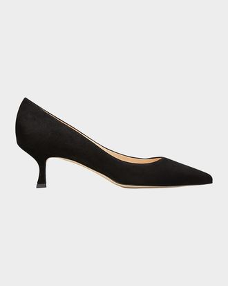 Manolo Blahnik 50mm Srila Suede Kitten Heel Pumps