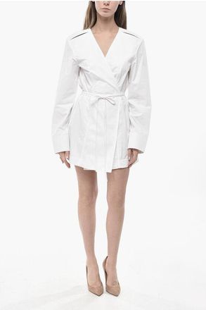 Alexander Wang Cotton Poplin Shirt Dress with V-Neck size M