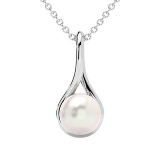 Pompeii3 7mm Pearl Solitaire Pendant 14k Gold 18 Necklace 18mm Tall