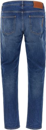 Dolce & Gabbana Logo-Embroidered Cotton Denim Jeans - Blue