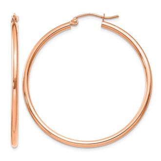 Diamond2Deal 14k Rose Gold Polished 2x40mm Round Hoop Earrings