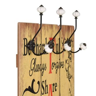 Berkfield Home Wall-mounted Coat Rack with 6 Hooks 120x40 cm FAMILY