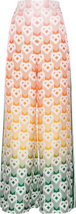 Casablanca Heart Monogram silk trousers - women - Silk - 38 - Orange