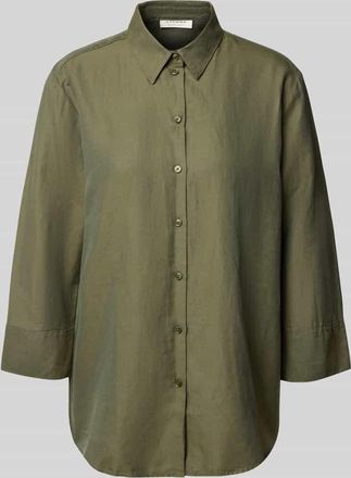 Eterna Loose Fit Hemdbluse aus Baumwoll-Leinen-Mix in Khaki, Größe 34