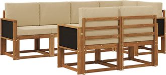 vidaXL Conjunto De Sof&aacute;s De Exterior 7 Uds. Natural Y Beige Poli&eacute;ster Vidaxl