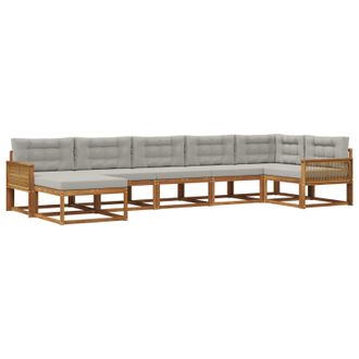 vidaXL Conjunto De Sof&aacute;s De Exterior 7 Pcs Natural Y Gris Claro Vidaxl