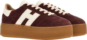 Hogan Womens Sneakers Cool Burgundy Red Upper: Calfskin Trainers