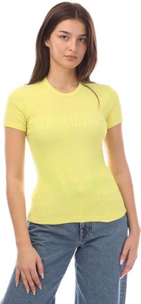 Off-white Off White Dames/Dames Laundry Ribbed Fitted T-shirt (Geel)