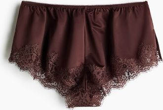 H&M Shortie Slip aus Mikrofaser und Spitze - Brown