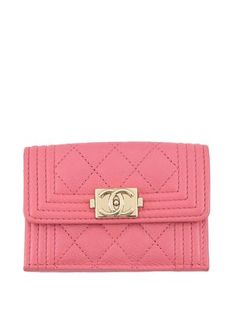 Chanel 2021-2025 Quilted Caviar Boy Compact Wallet small wallets - women - Caviar Leather - One Size - Pink