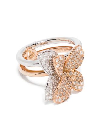 Pasquale Bruni 18kt rosé- en witgouden Petit Garden Libellule ring met diamant - Zilver