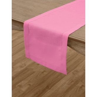 Solino Home Linen Table Runner for Dining Table, Holiday and Everyday Table Decor - Classic Hemstitch in Flamingo Pink at Nordstrom, Size Xx-Large