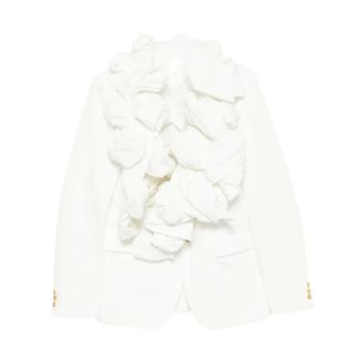 Comme Des Gar&ccedil;ons Giacca con applicazioni floreali e volant - - Jackets - Uomo - Bianco - M