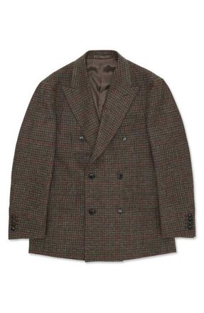Fortela Shetland Double-Breasted Check Jacket in Multicolor at Nordstrom, Size 50 Eu