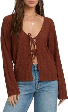 Billabong Havana Tie Front Knit Top in Concrete Sea Wash at Nordstrom Rack, Size X-Small