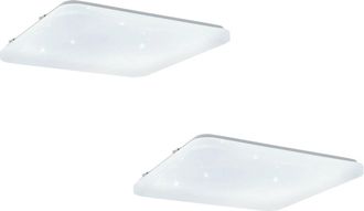 Loops 2 PACK Wall Flush Ceiling Light White Shade White With Crystal Effect LED 33.5W