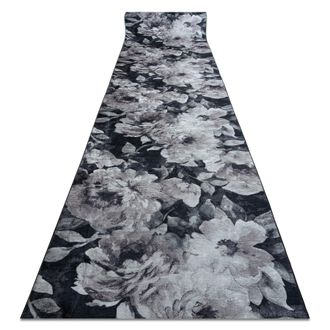 RugsX Passatoia Gommata Lotus Bouquet 52901 Fiori Grigio / Beige Lavabile 100cm Grey 100x1350 Cm
