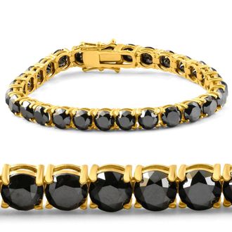 Pompeii3 35Ct Black Diamond 14k Yellow Gold Womens Tennis Bracelet 7