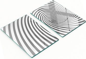 OEM Taglieri Da Cucina In Vetro Con Grafica A Spirale E Strisce, 2x40x52 Cm
