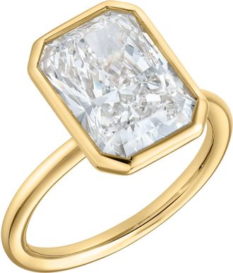 LuvMyJewelry Sophie 14K Gold Radiant Bezel Lab Grown Diamond Solitaire Engagement Ring - 3 cts