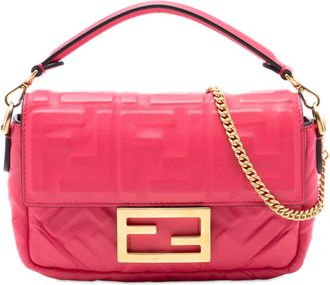 Fendi Pre-owned Fendi Mini Zucca Embossed Leather Baguette Satchel Ladies 8BS017 A72V 228 8321