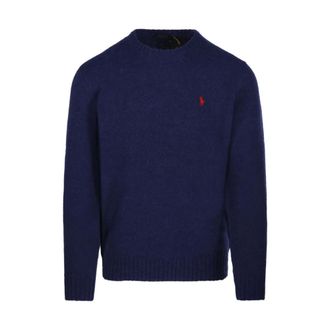 Ralph Lauren Round-neck Knitwear, male, Blue, Size: M Brushed Shetland Knit Jumper